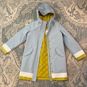 “The Mac!” Baby blue lined Boden raincoat, size 6
